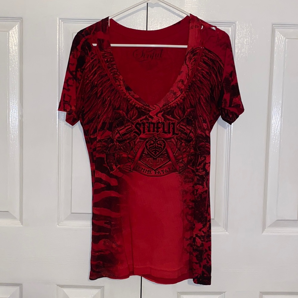 Sinful by Affliction Femme Fatale Short Sleeve Top